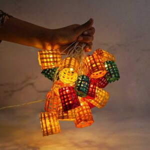 Eco-Friendly Handmade Decorative Multicolour Cylindrical Bamboo LED Fairy Light